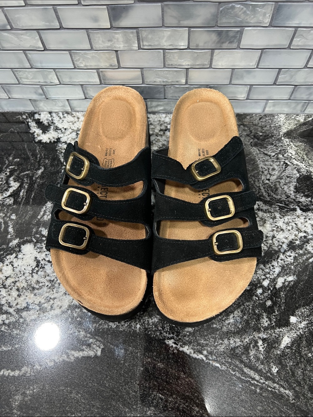 Project Cloud Triple-Strap Suede Slide Sandals